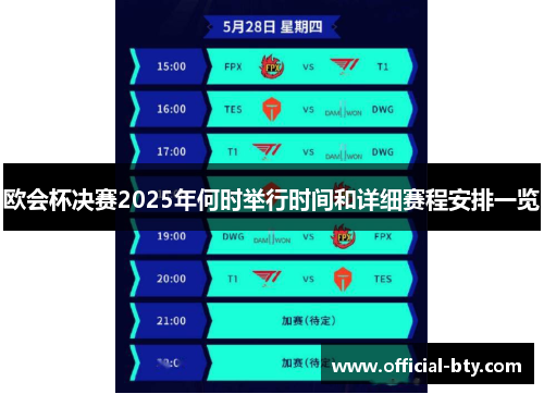 欧会杯决赛2025年何时举行时间和详细赛程安排一览 欧会杯决赛2025年何时举行时间和详细赛程安排一览